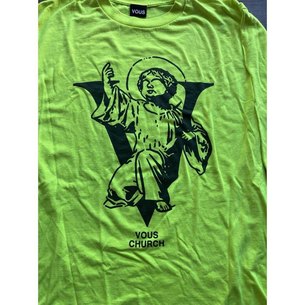 Vous Church Long Sleeve T Shirt Men's Size XL Neon Kanye Streetwear Grunge